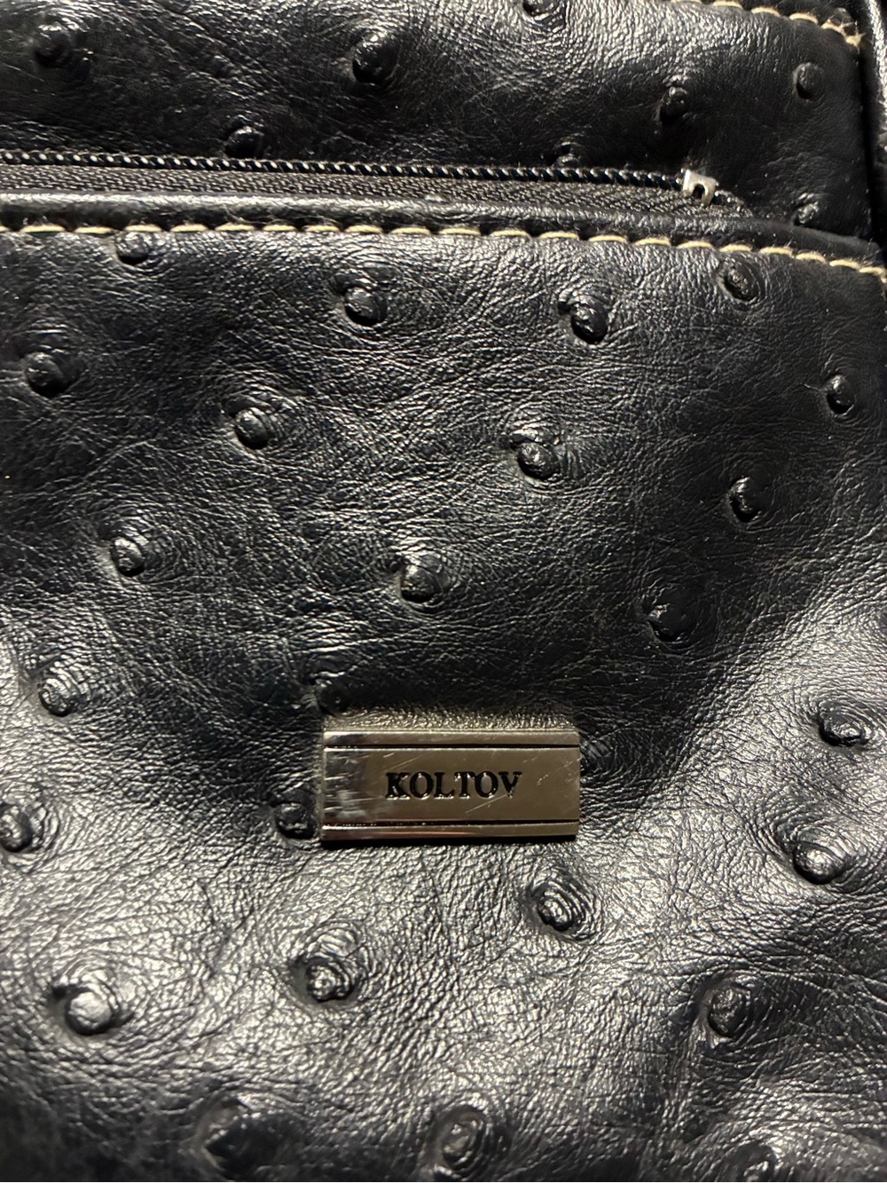 Koltov Black Faux Ostrich Crossbody Bag - Picture 3 of 7